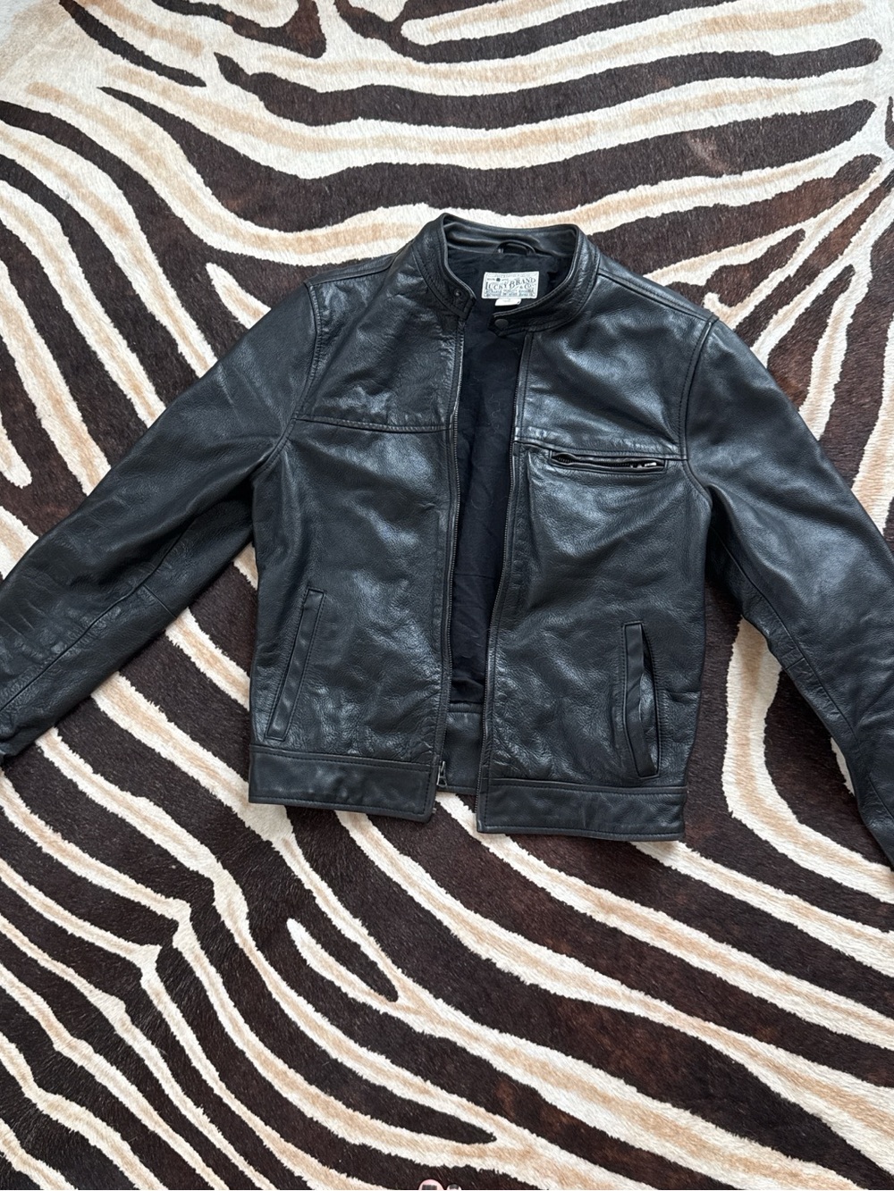 Lucky Brand Black Leather Bomber Jacket
